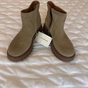 Lucky Brand Beige Suede Ankle Boots
